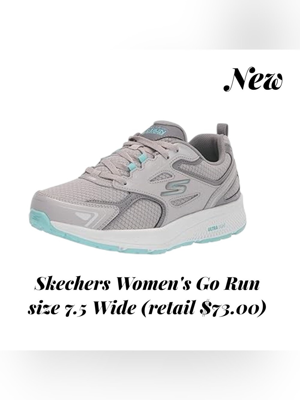 ❌Skechers Women's Go Run Athletic Shoes - Light Gray with Aqua Accents